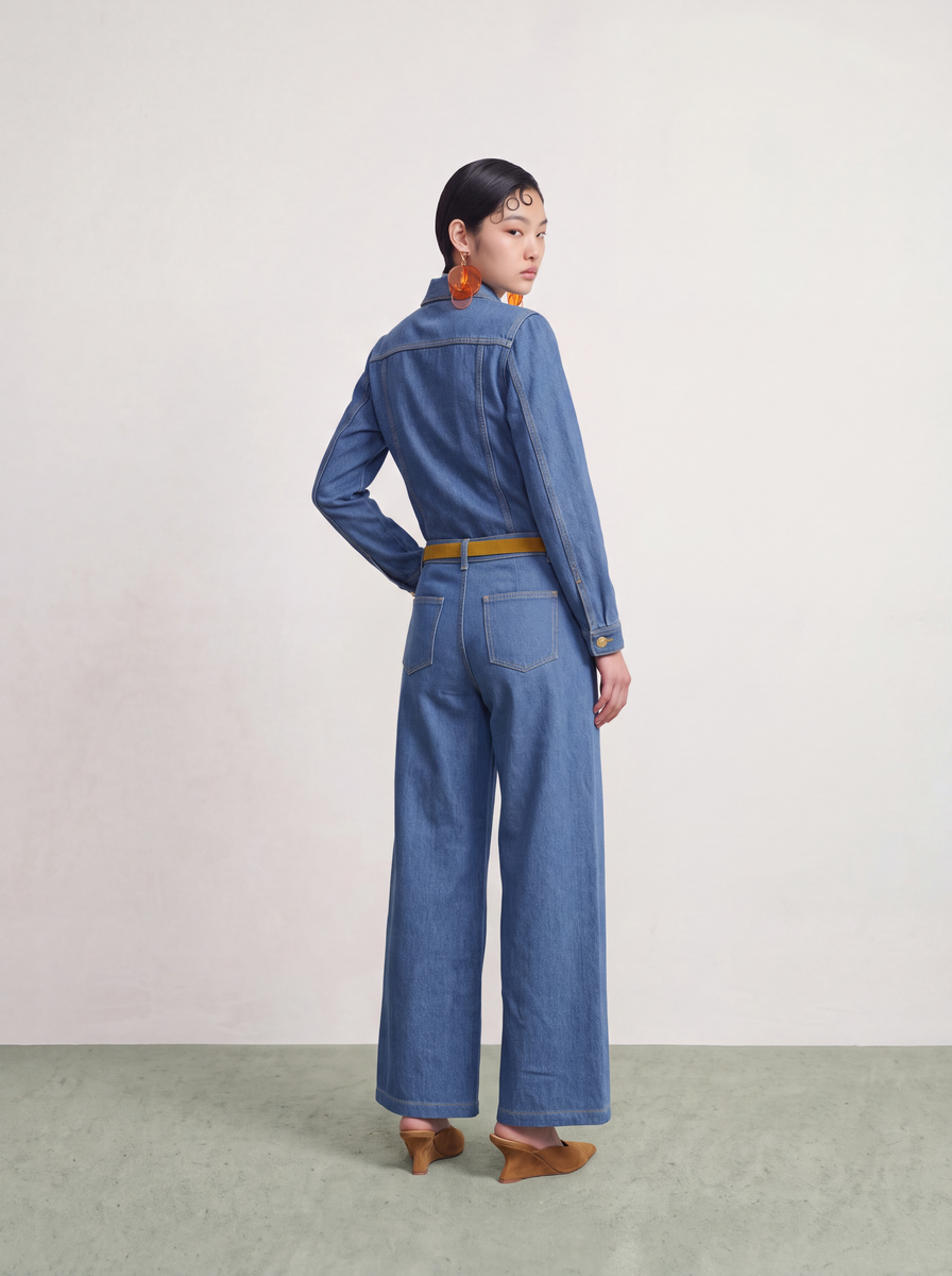 Bleu Denim Fleur Cristal Culottes