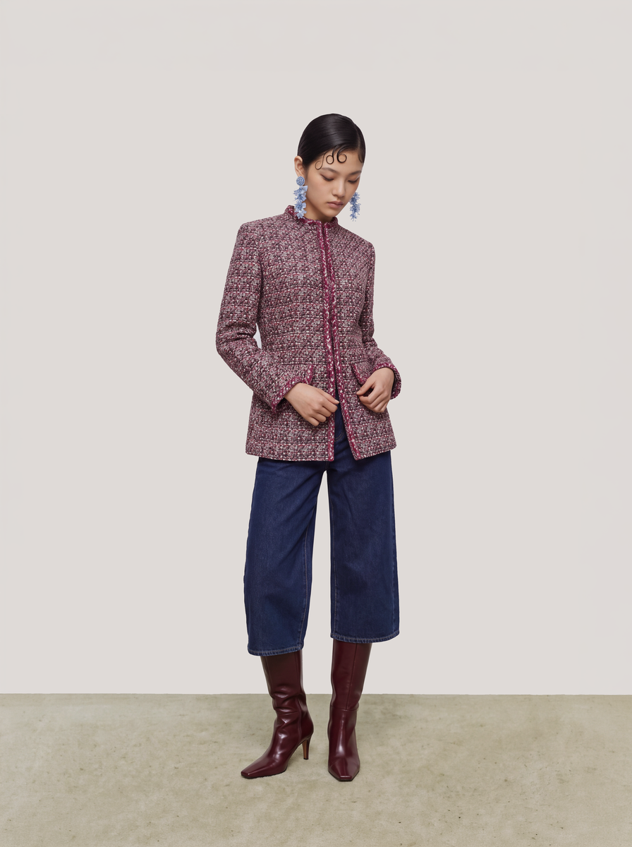Rose Tweed Carreau Tresse Jacket