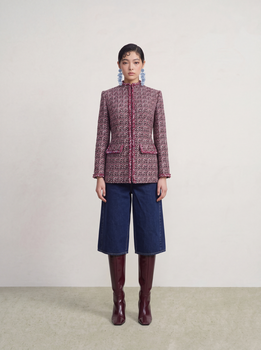 Rose Tweed Carreau Tresse Jacket