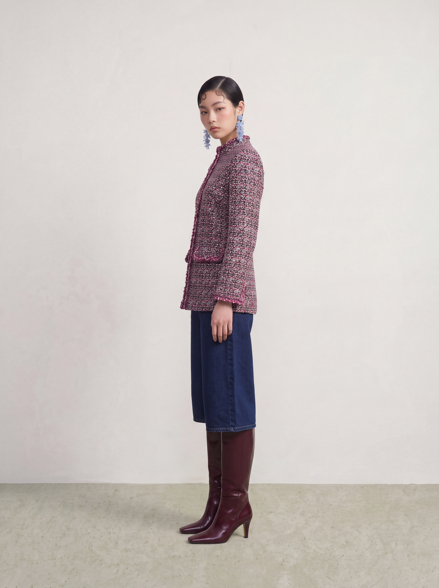 Rose Tweed Carreau Tresse Jacket