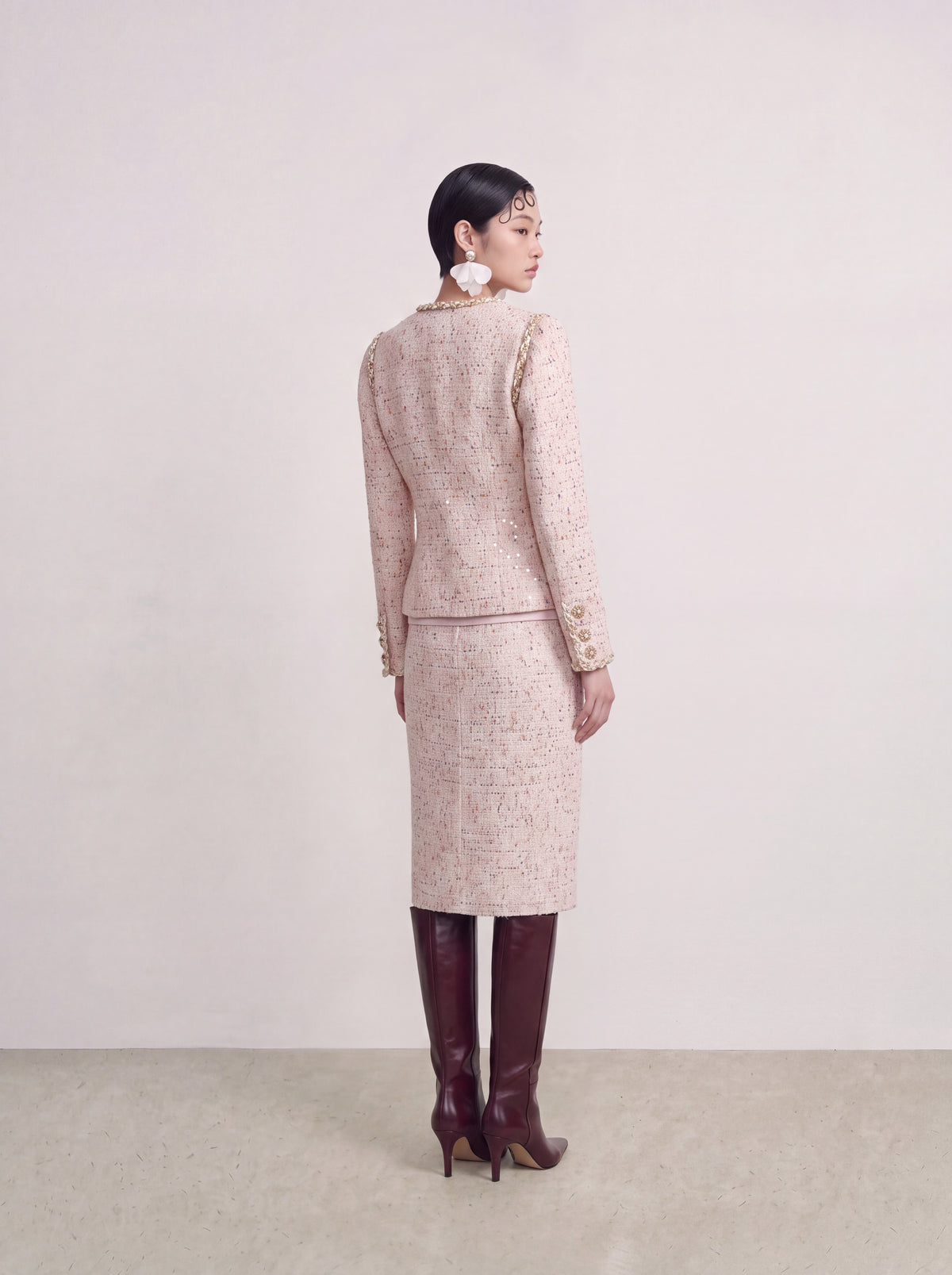 Crème Tweed Doré Tresse Jacket
