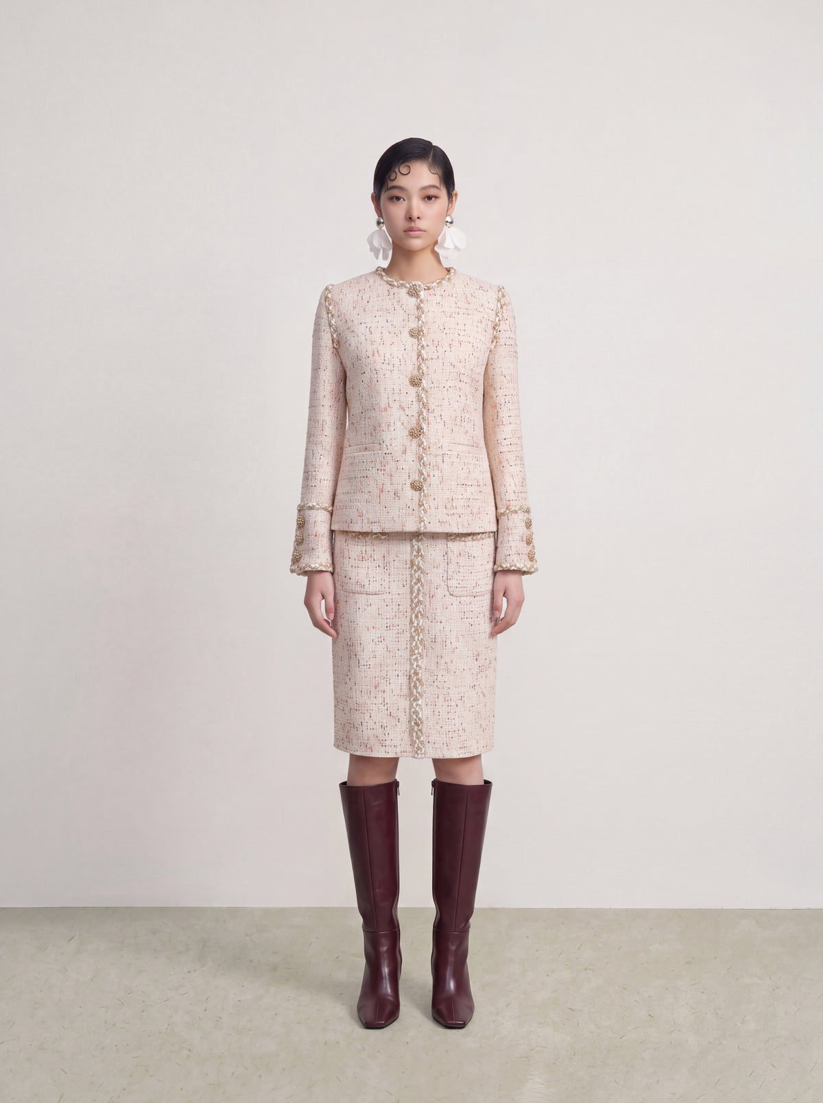 Crème Tweed Doré Tresse Jacket