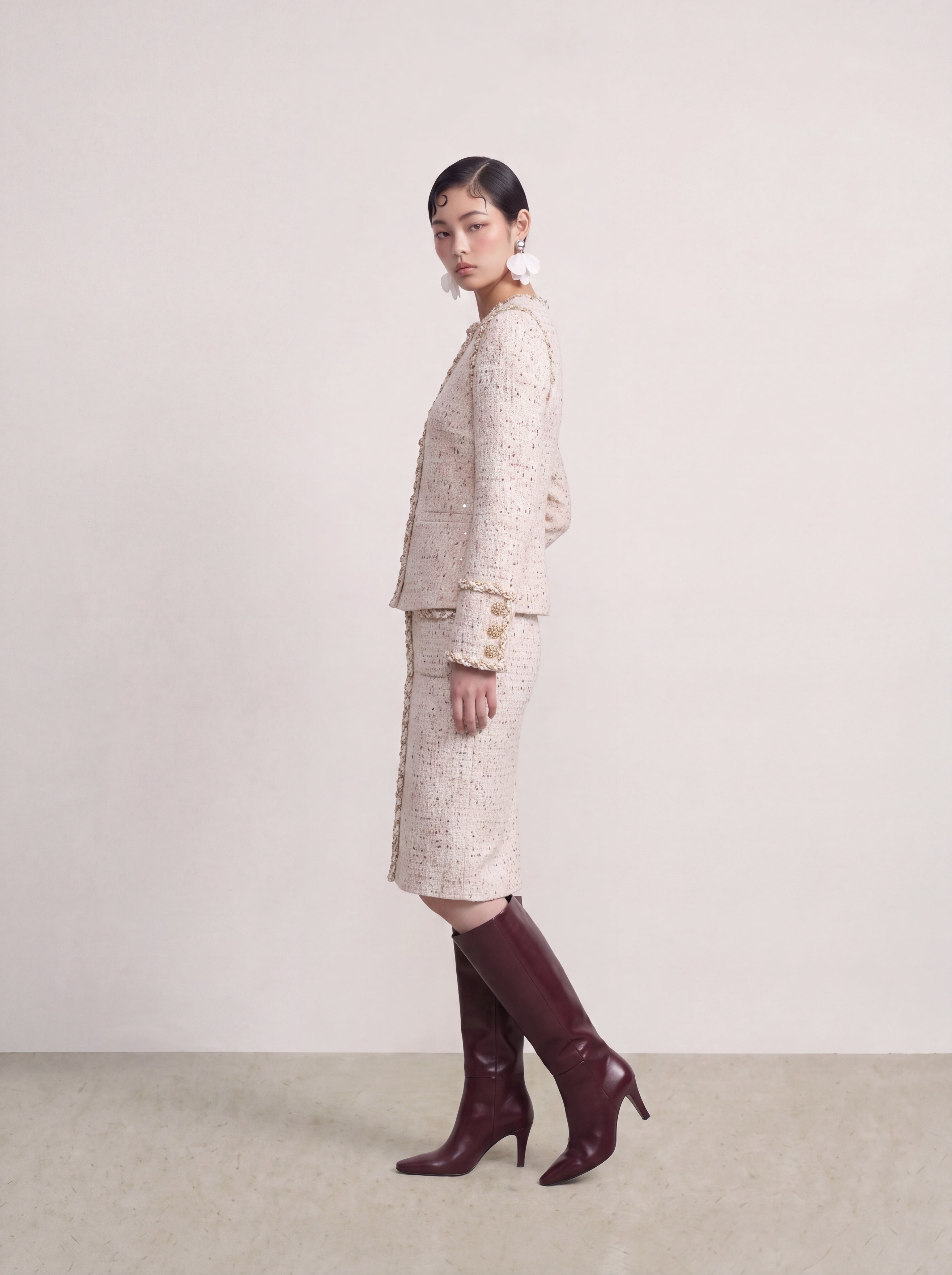 Crème Tweed Doré Tresse Jacket