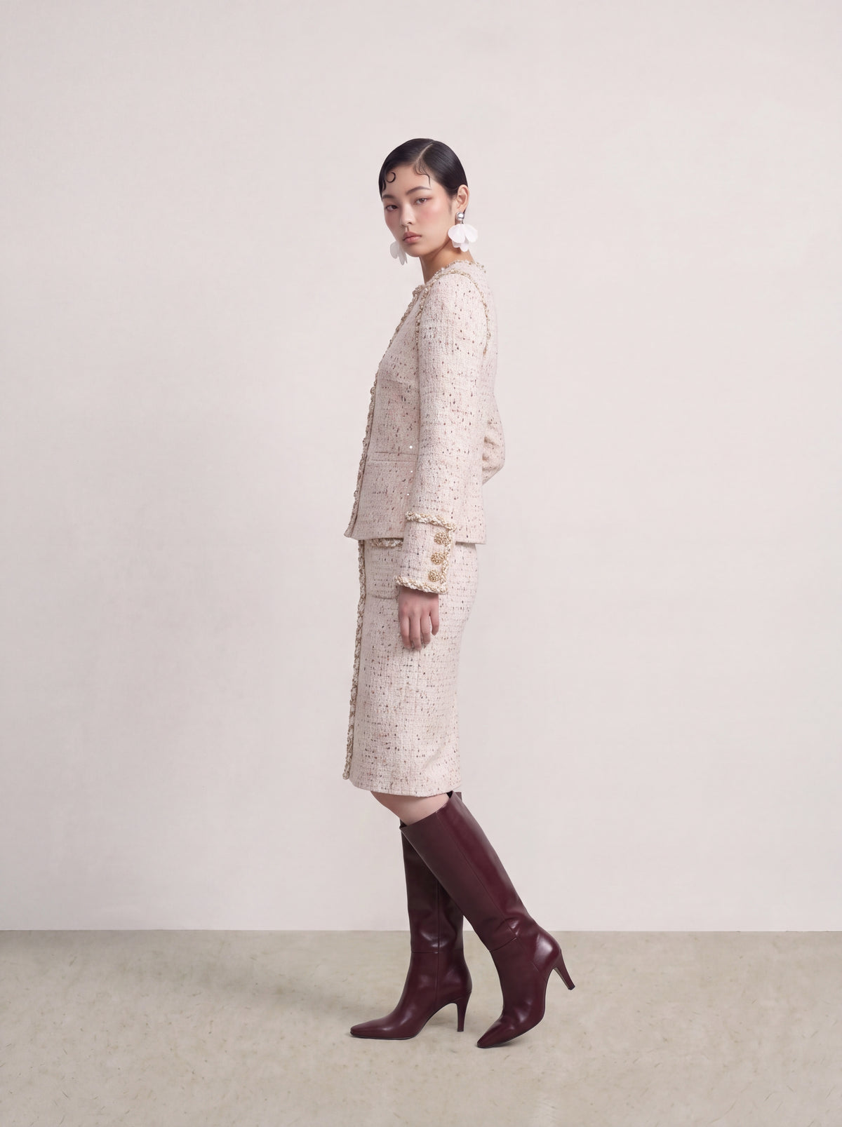 Crème Tweed Doré Tresse Jacket
