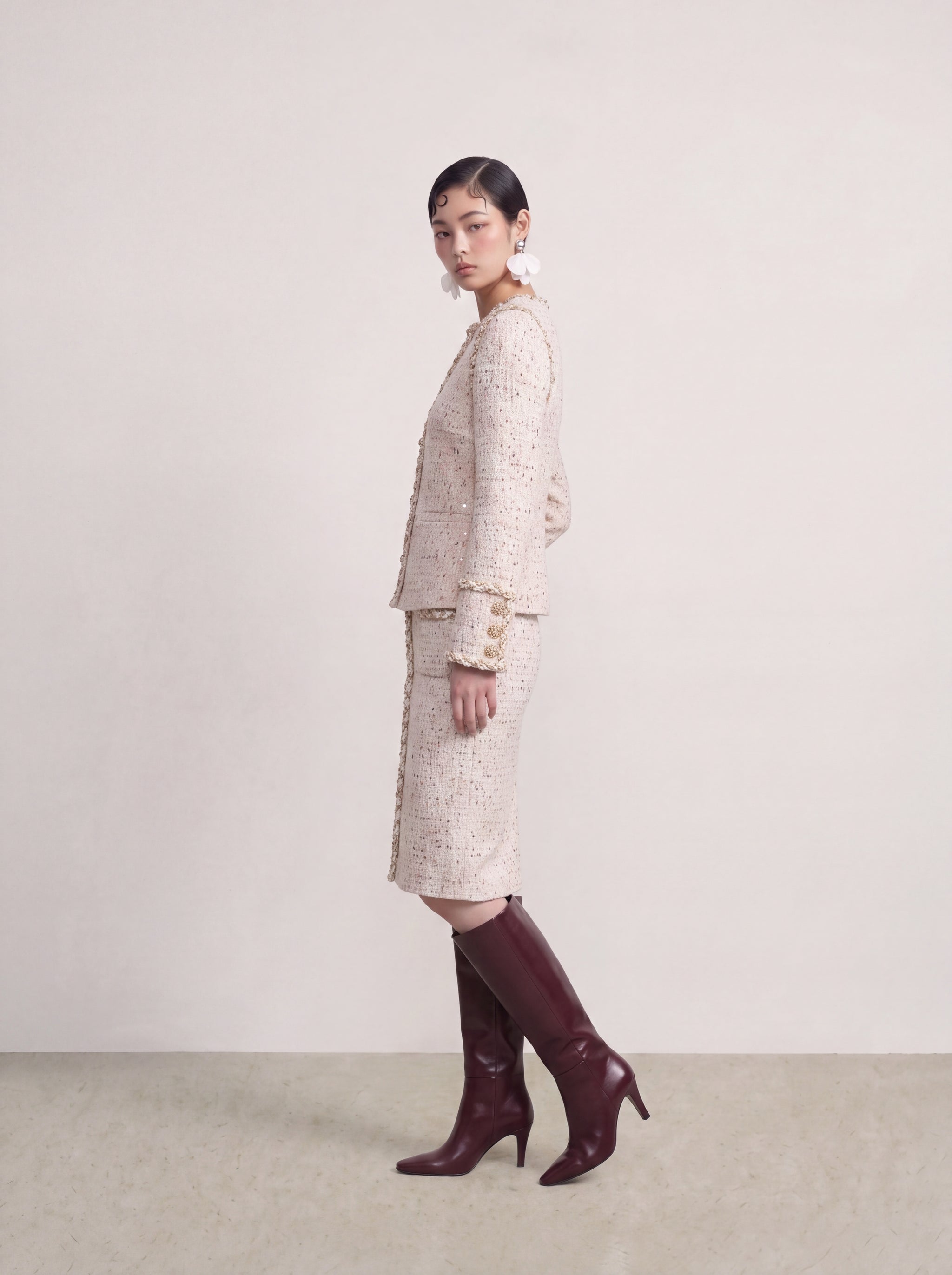 Crème Tweed Doré Tresse Jacket