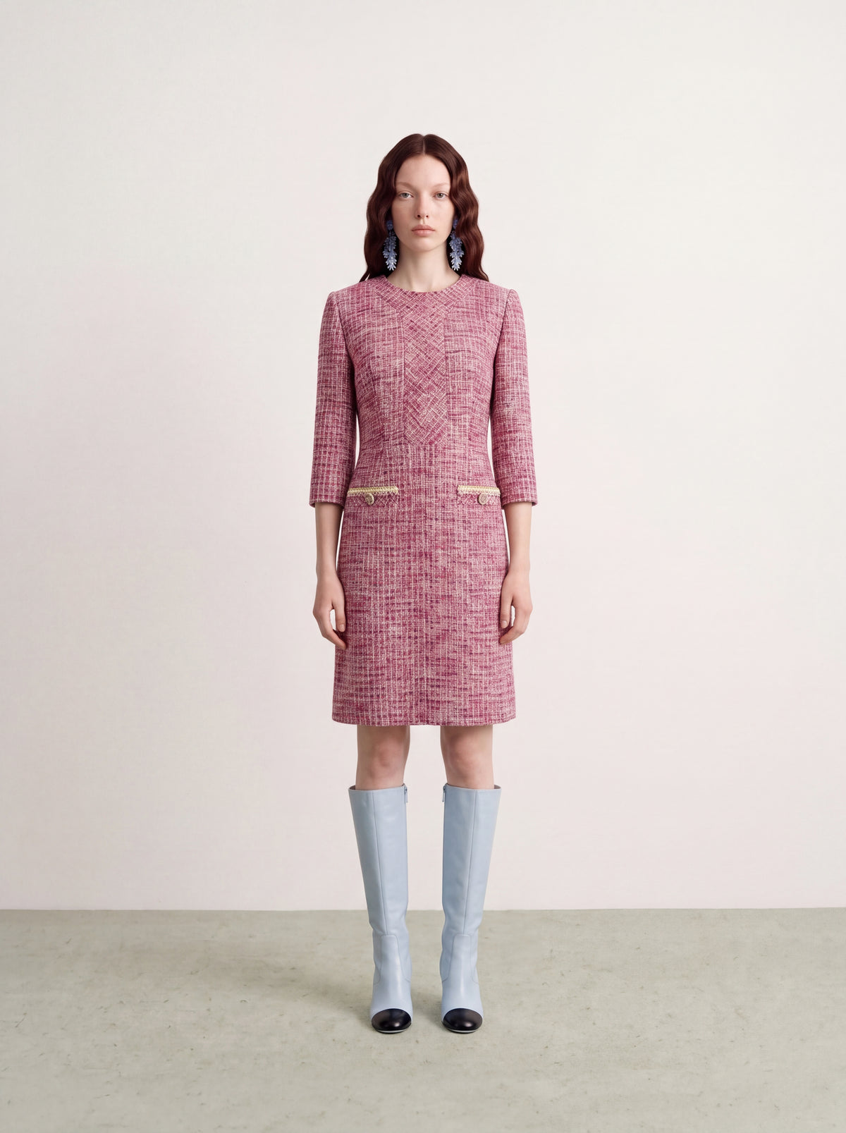 Rose Tweed Élégance Dress