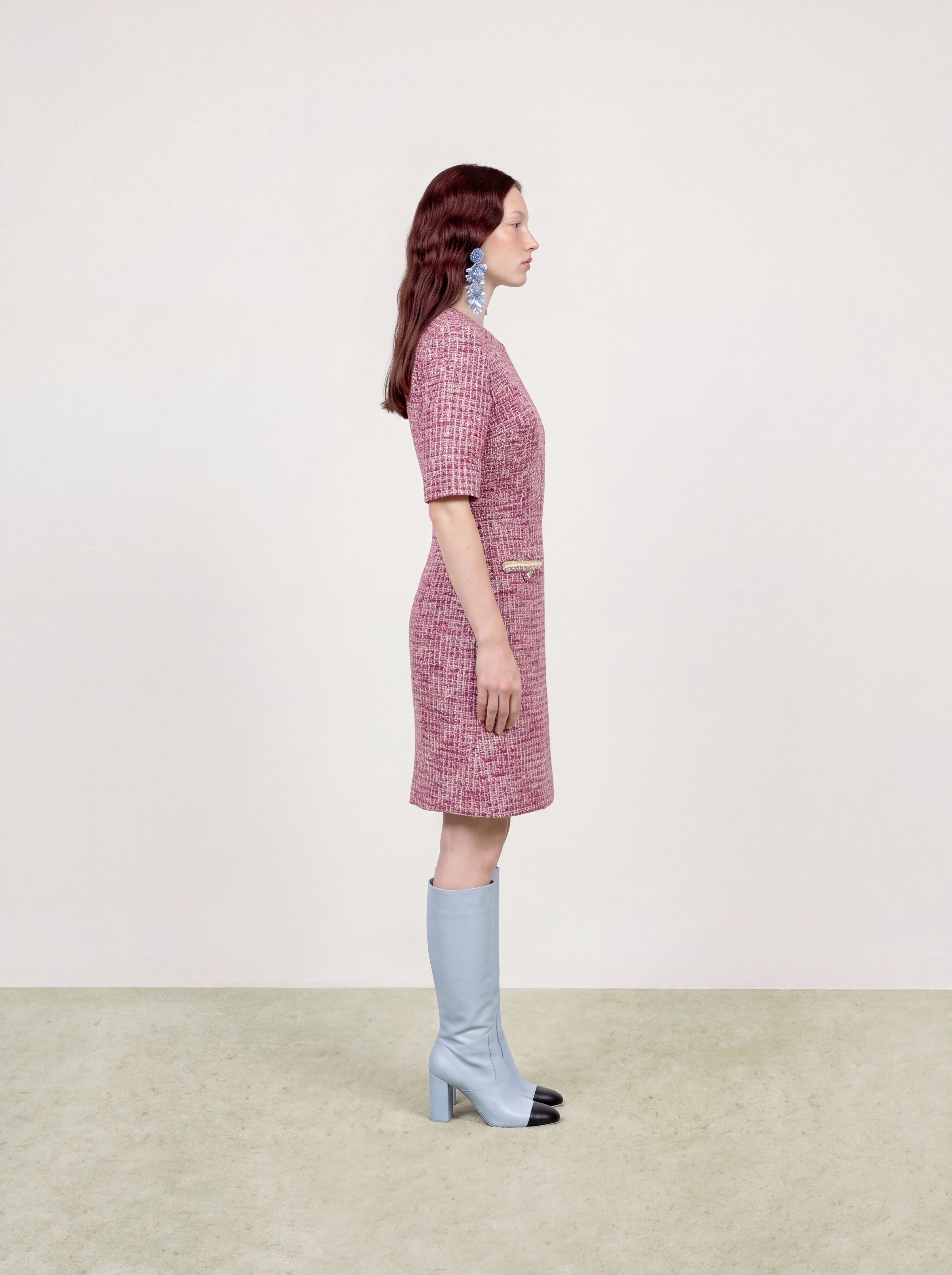 Rose Tweed Élégance Dress