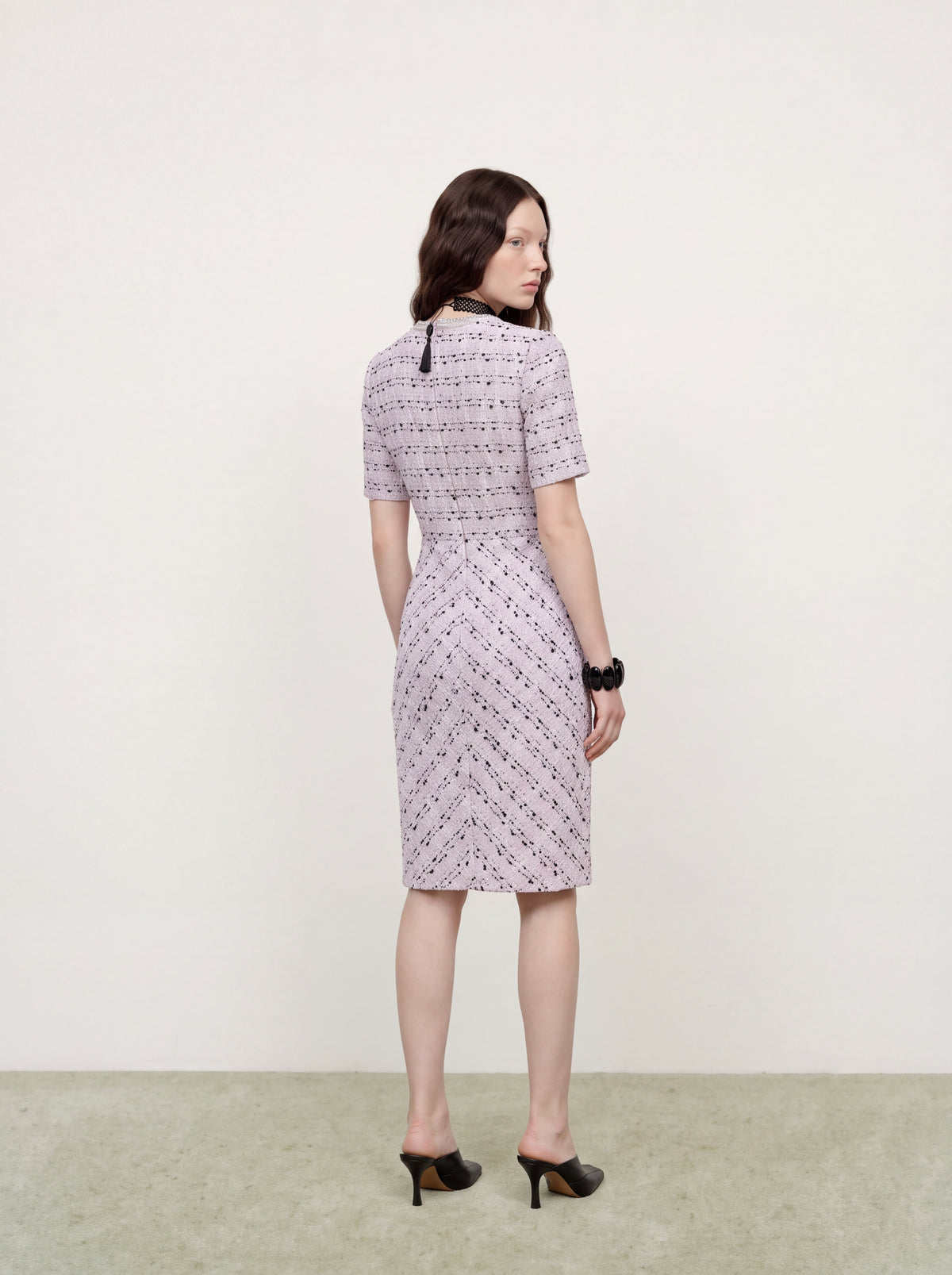 Rose Tweed Carreau Doré Dress