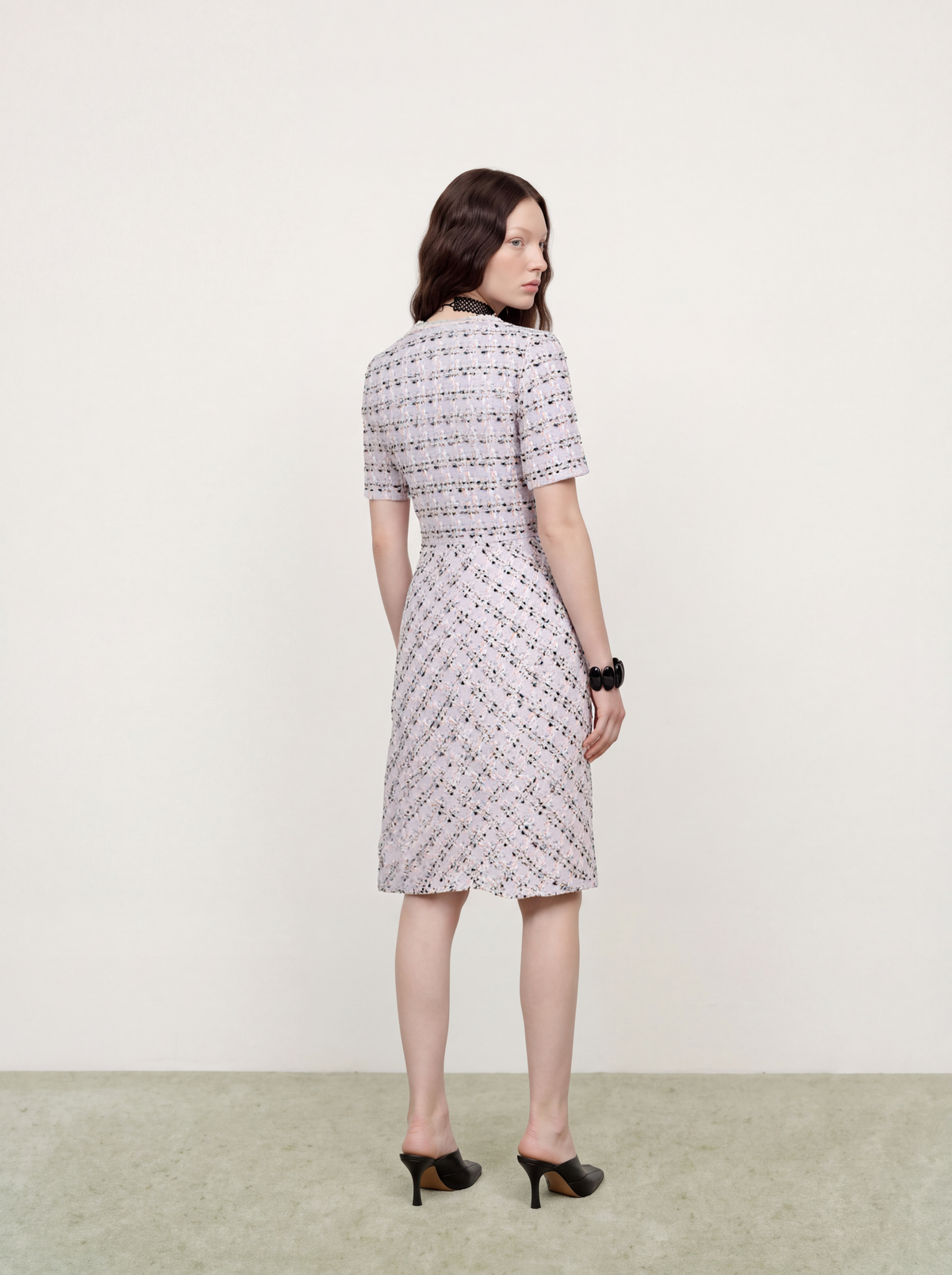 Rose Tweed Carreau Doré Dress
