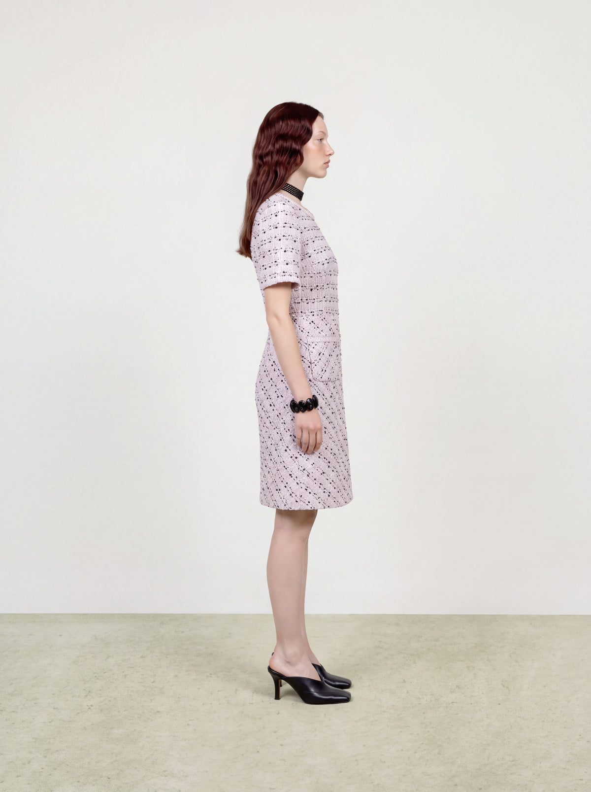 Rose Tweed Carreau Doré Dress