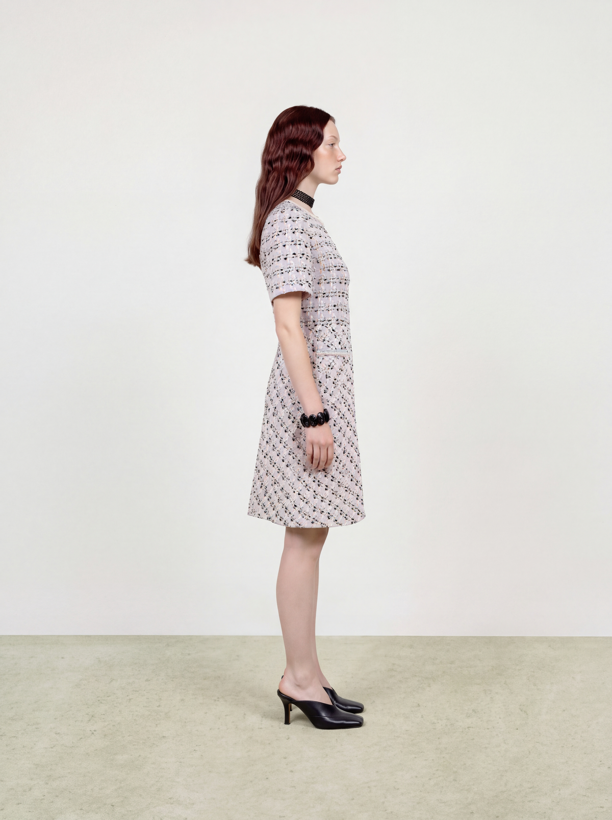 Rose Tweed Carreau Doré Dress
