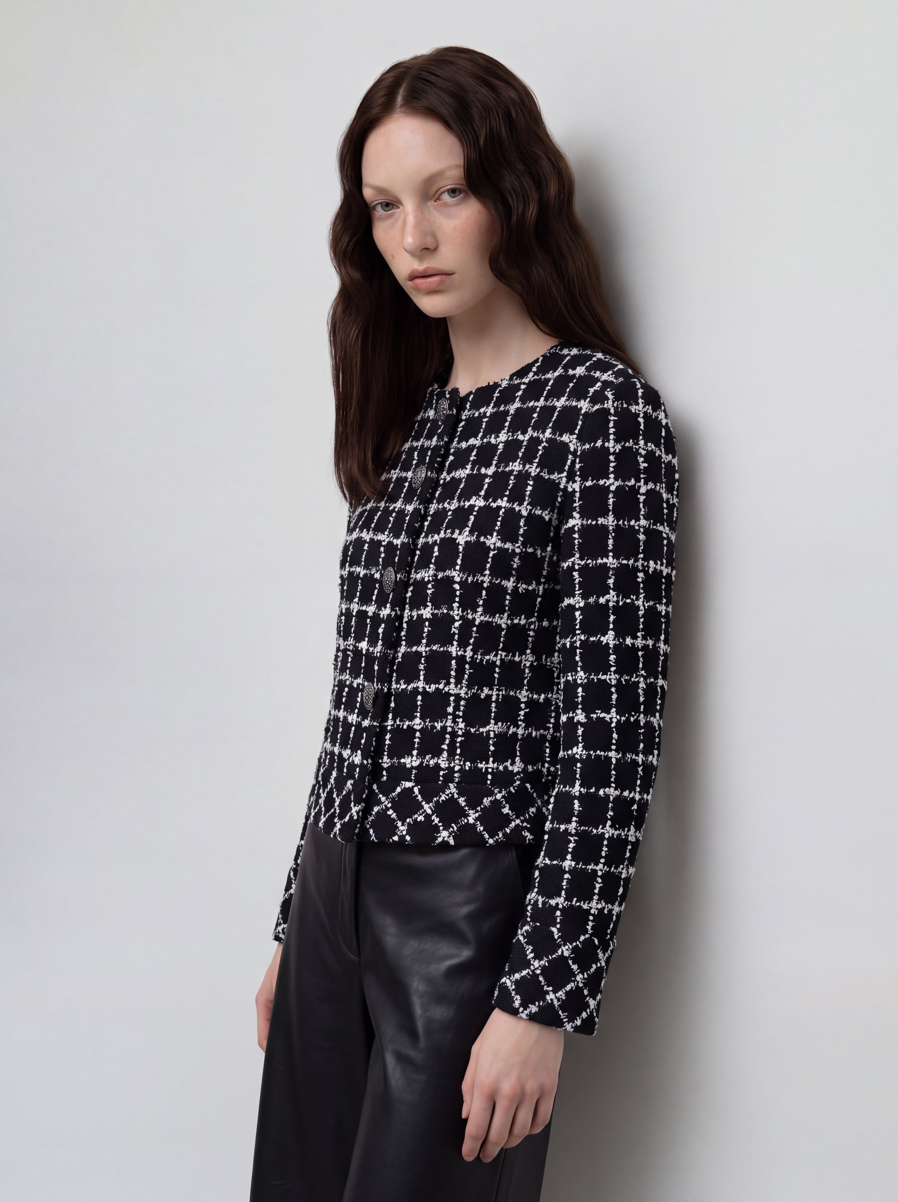 Noir Blanc Tweed Carreau Jacket