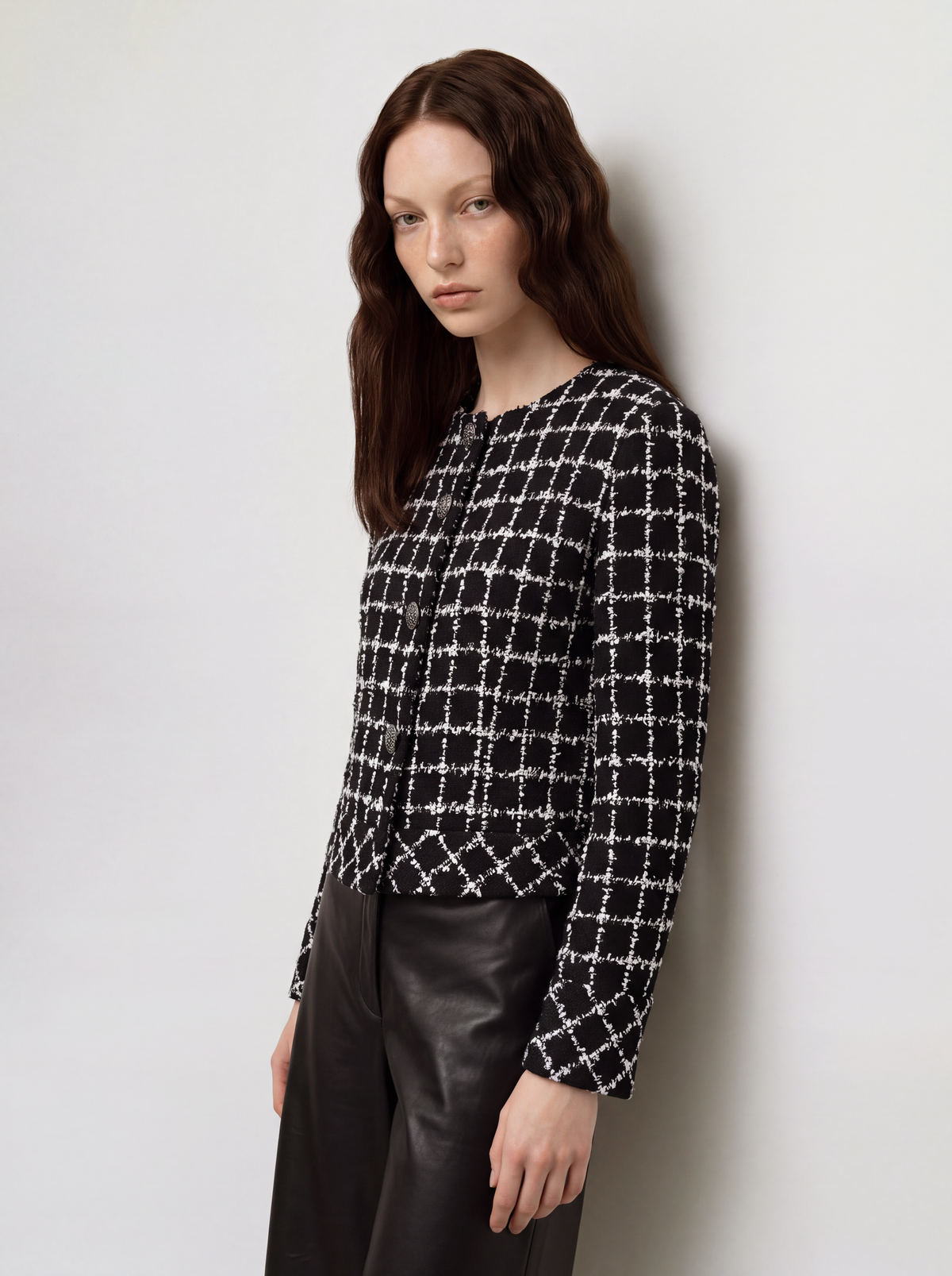 Noir Blanc Tweed Carreau Jacket