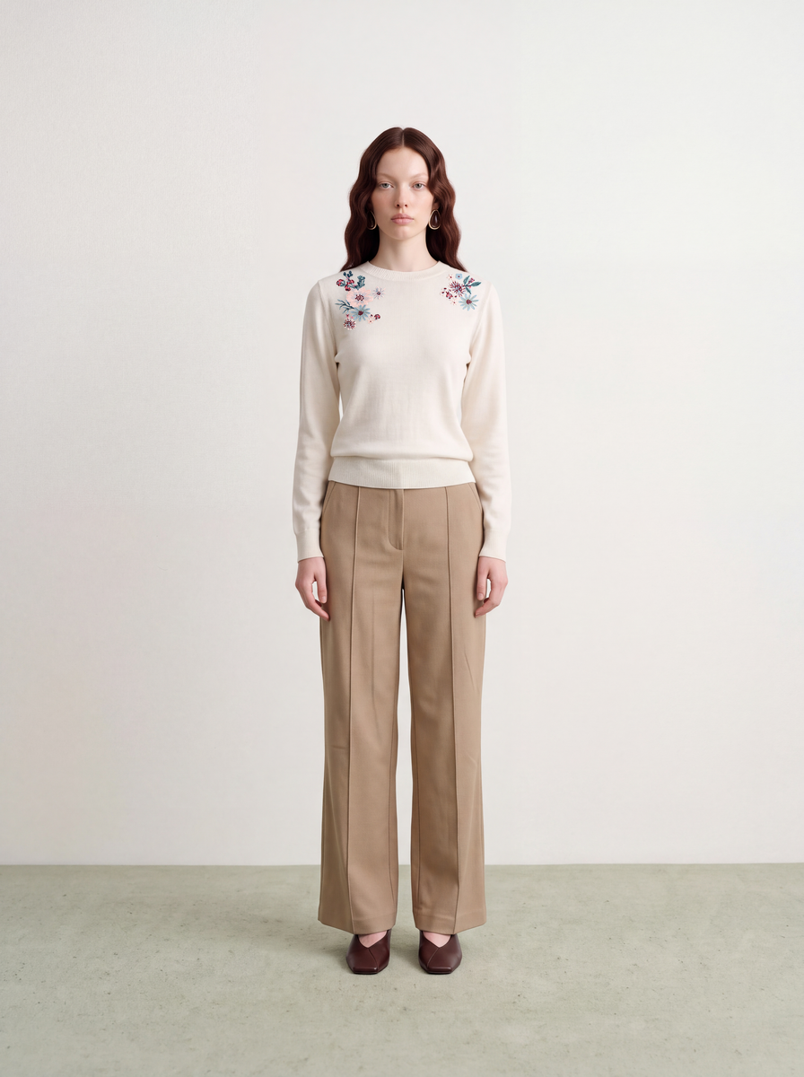 Fleur Étoilée Embellished Knit Sweater