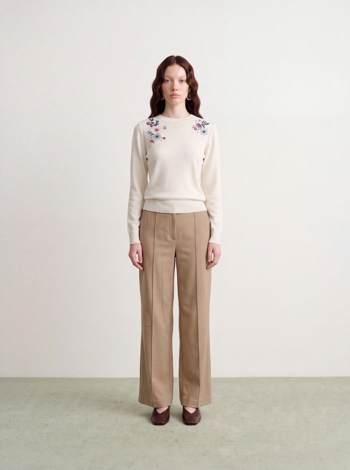 Fleur Étoilée Embellished Knit Sweater