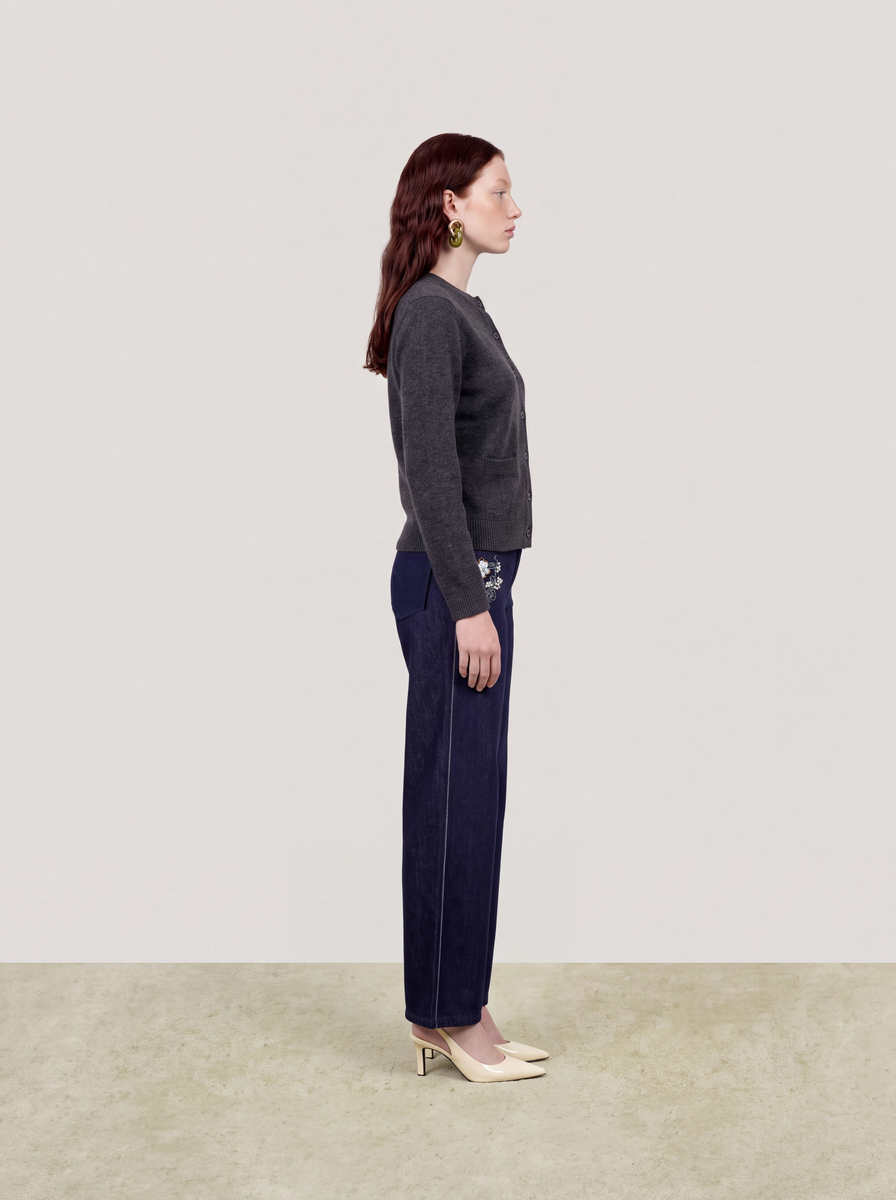 Fleur Précieuse Embellished Wool Cardigan