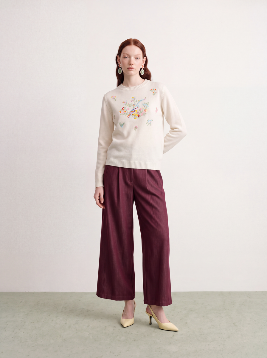 Jardin Enchanté Embroidered Cashmere Sweater