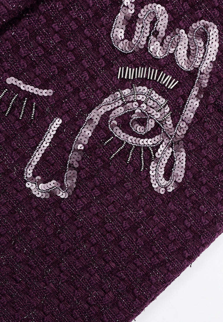 Violet Tweed Fleur Argent Coat