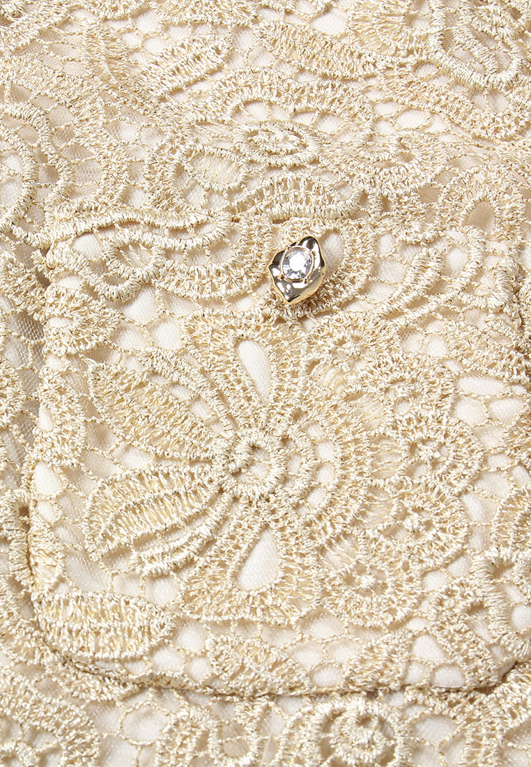 Champagne Lace Embellished Blouse