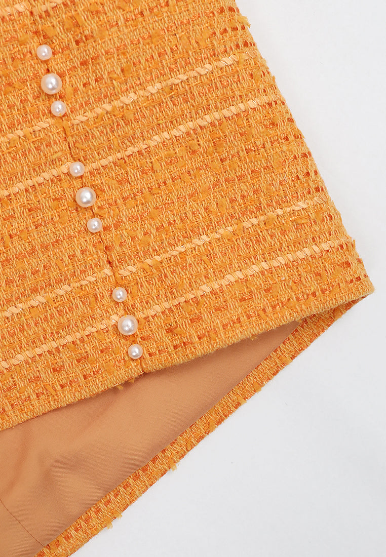Orange Tweed Bijou Flap Skirt