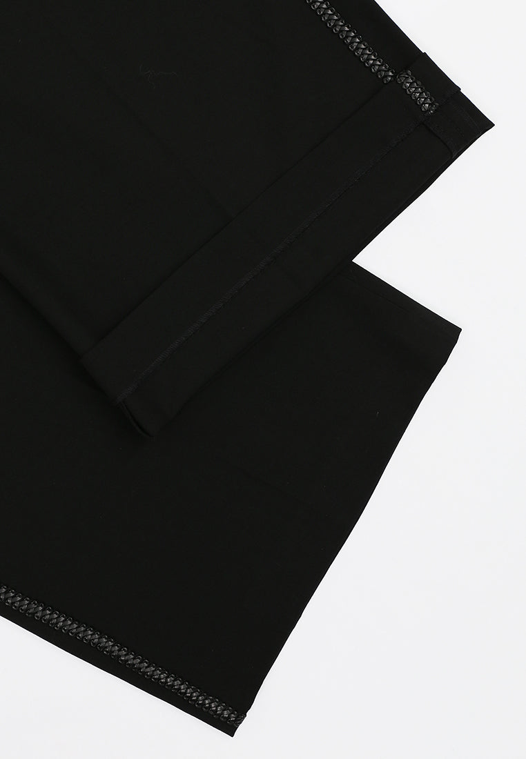 Noir Galon Embellished Wide-Leg Trousers