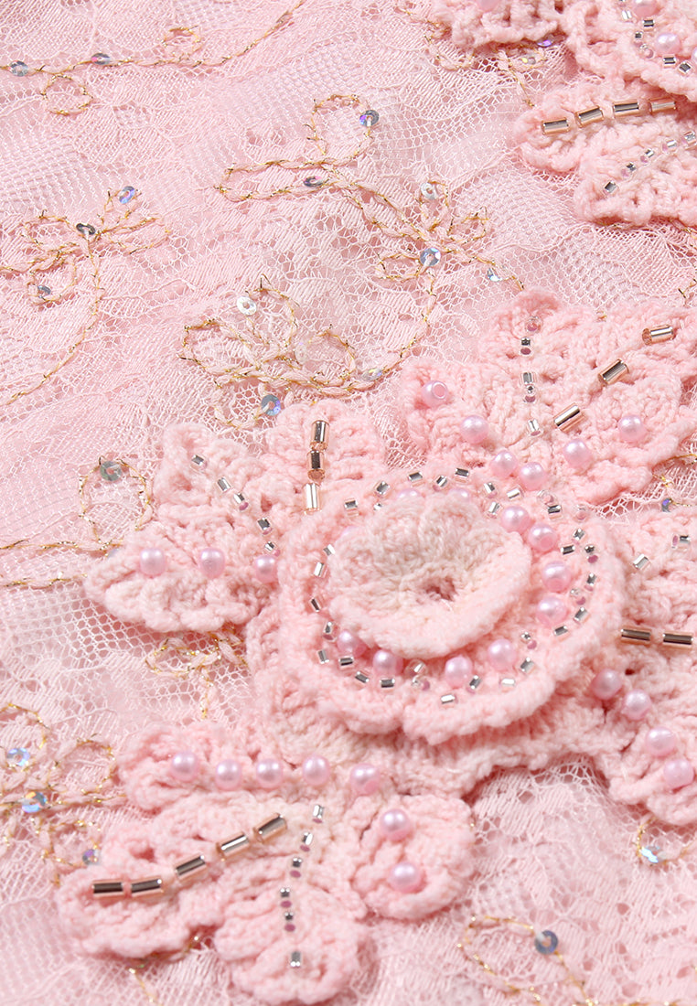 Blush Lace Embellished Skirt