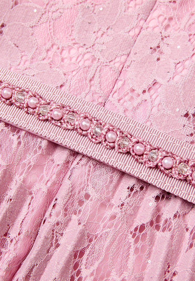 Embellished-trim Sequin-detail Lace Dress