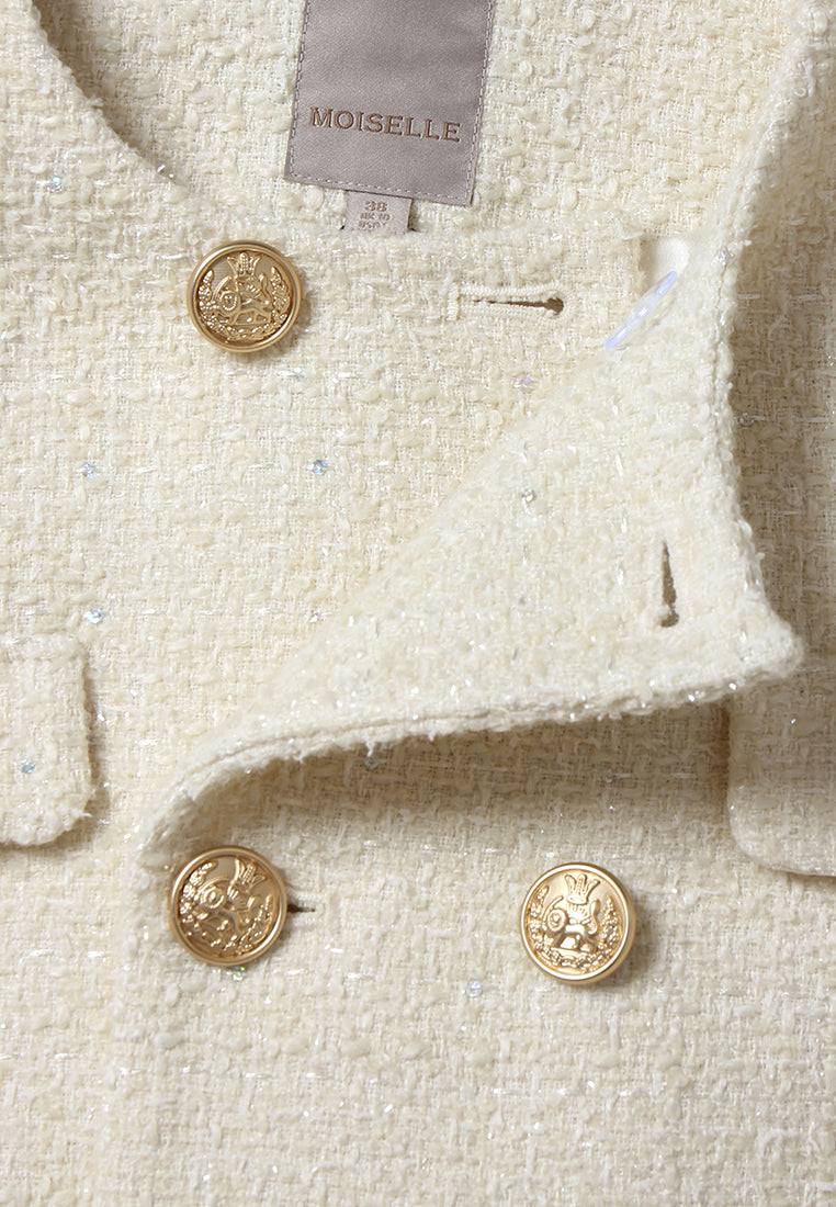 Crème Tresse Gold Button Coat