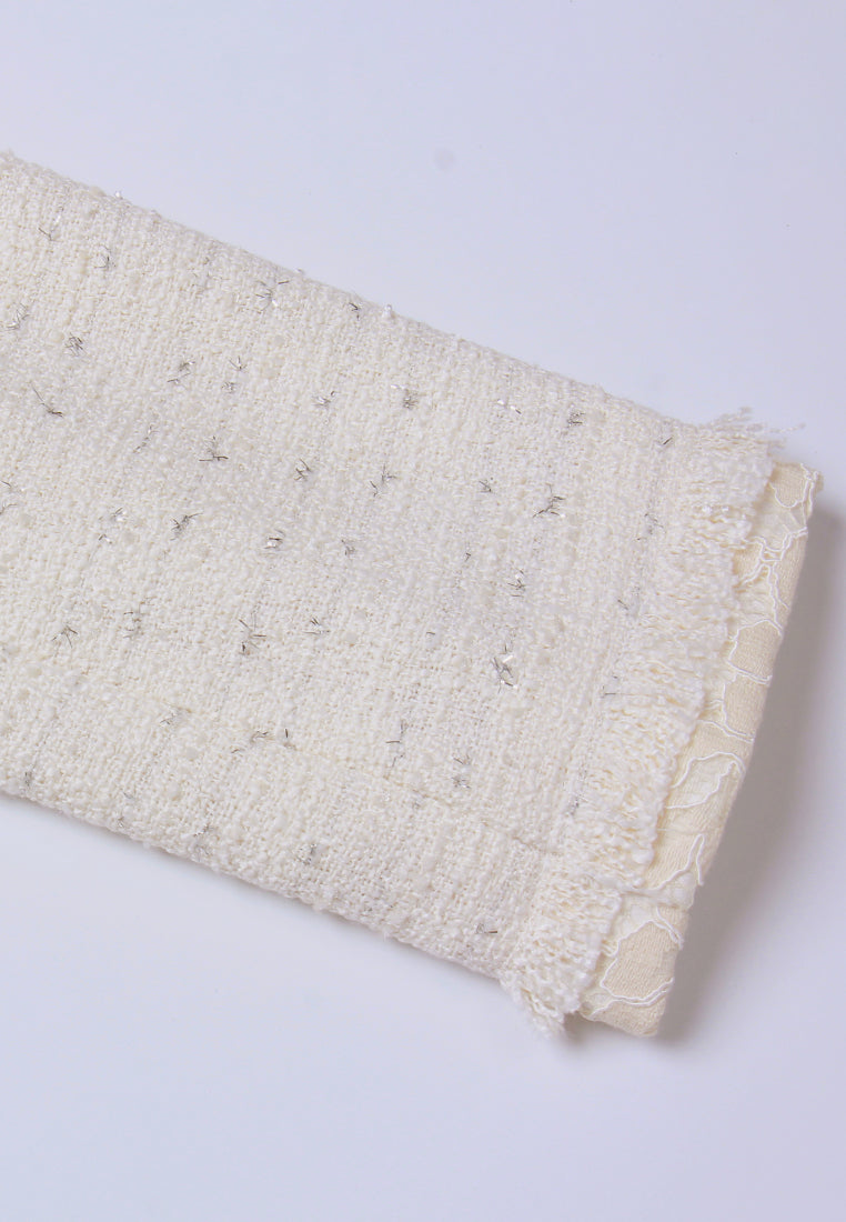 Crystal-Embellished Lace-Trim Tweed Jacket