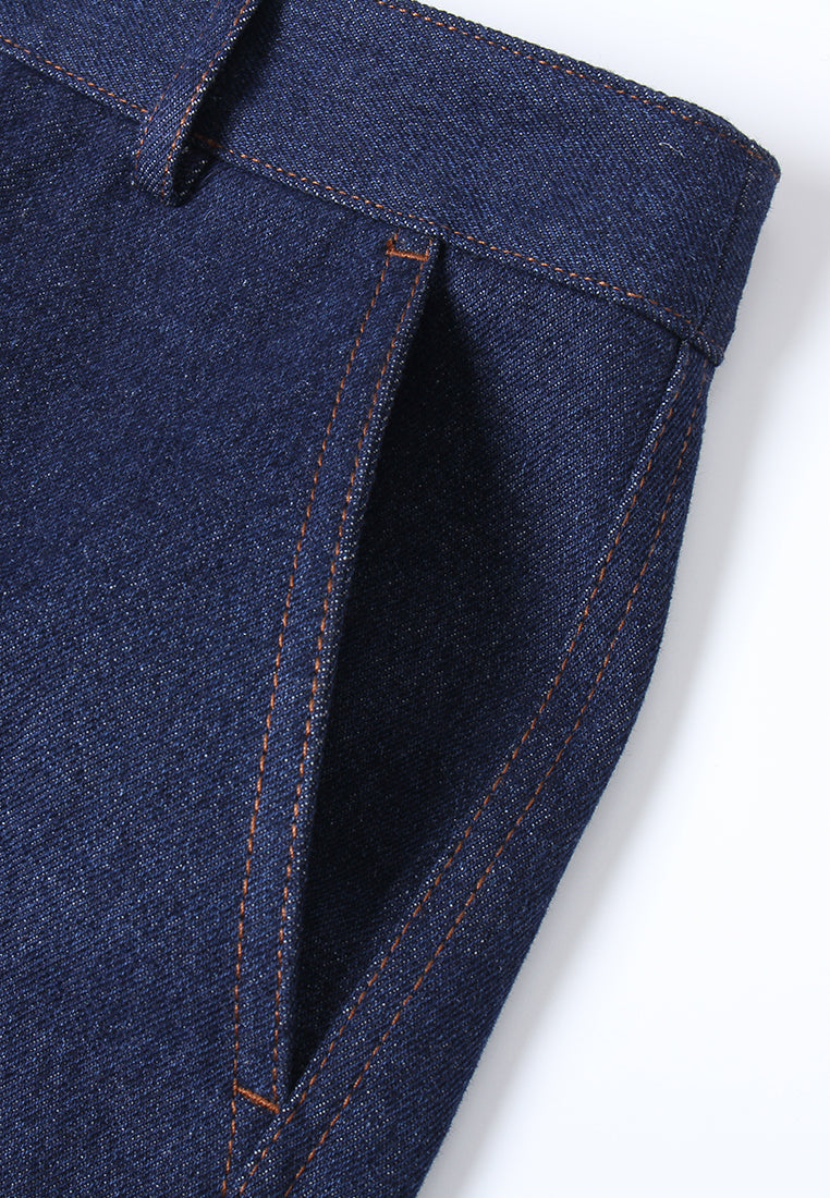 Wide-Leg High-Waist Denim Trousers