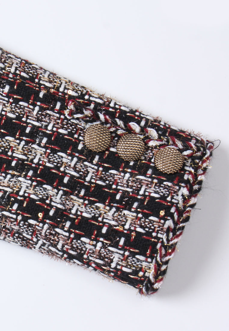 Checked Patch-pocket Tweed Long Coat