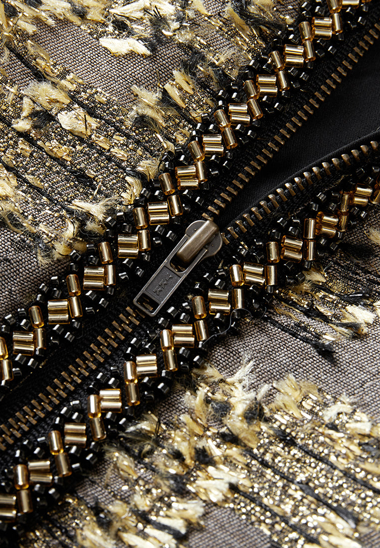 Sequin Brocade Zip Jacket