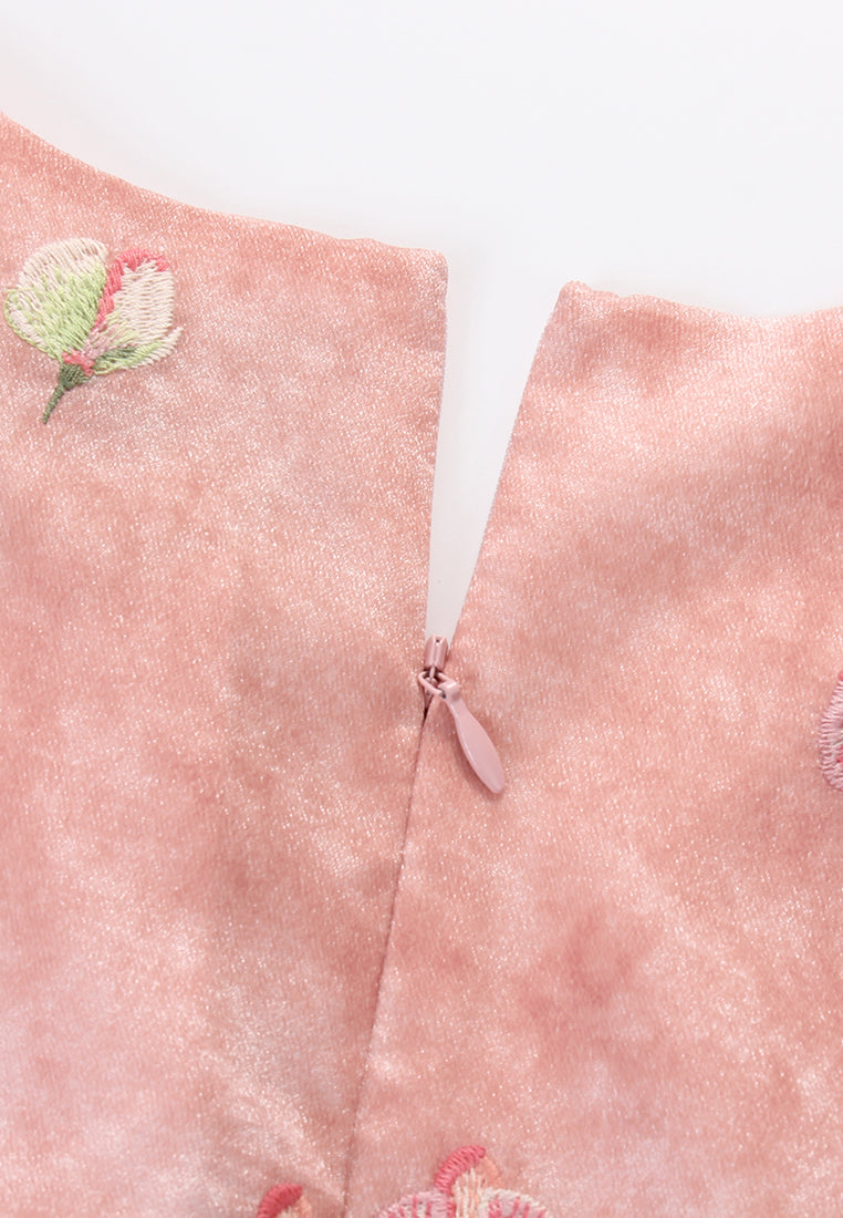 Rosé Blossom Embroided Dress