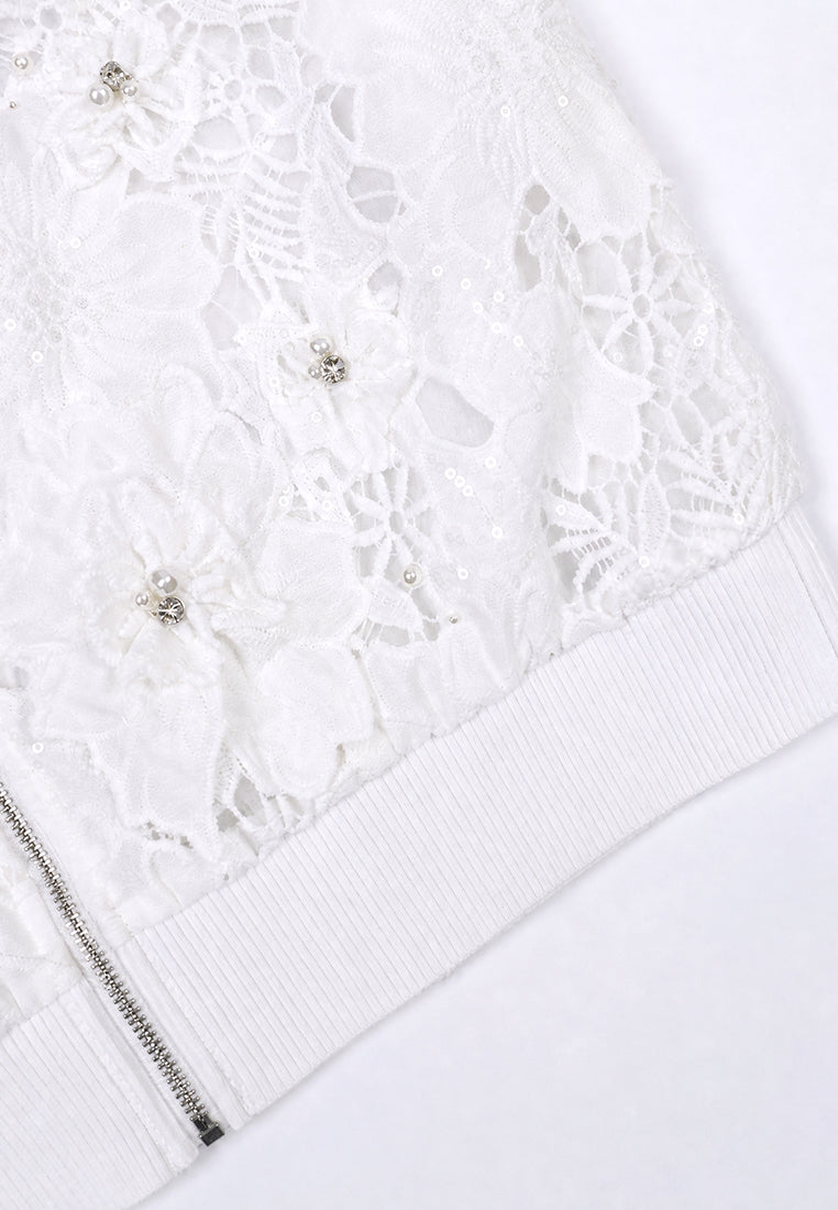 White Dentelle Perlé Charme Jacket