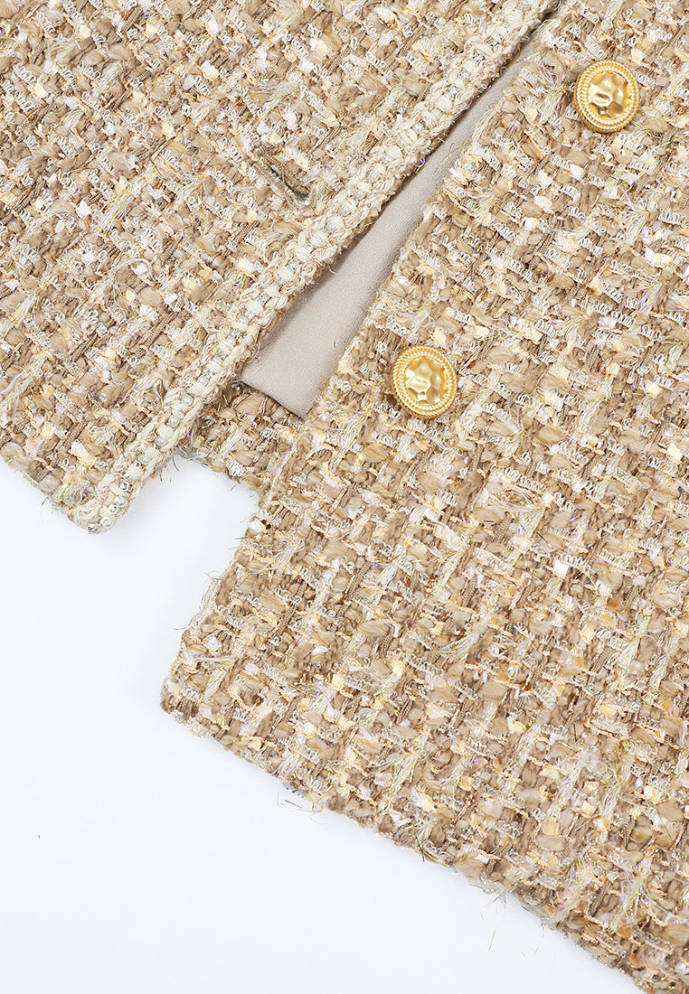 Beige Tweed Tresse Doré Jacket