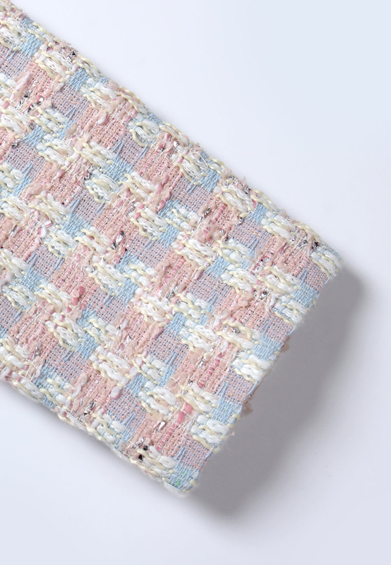 Éclat Fleurie Robe en Tweed Pastel