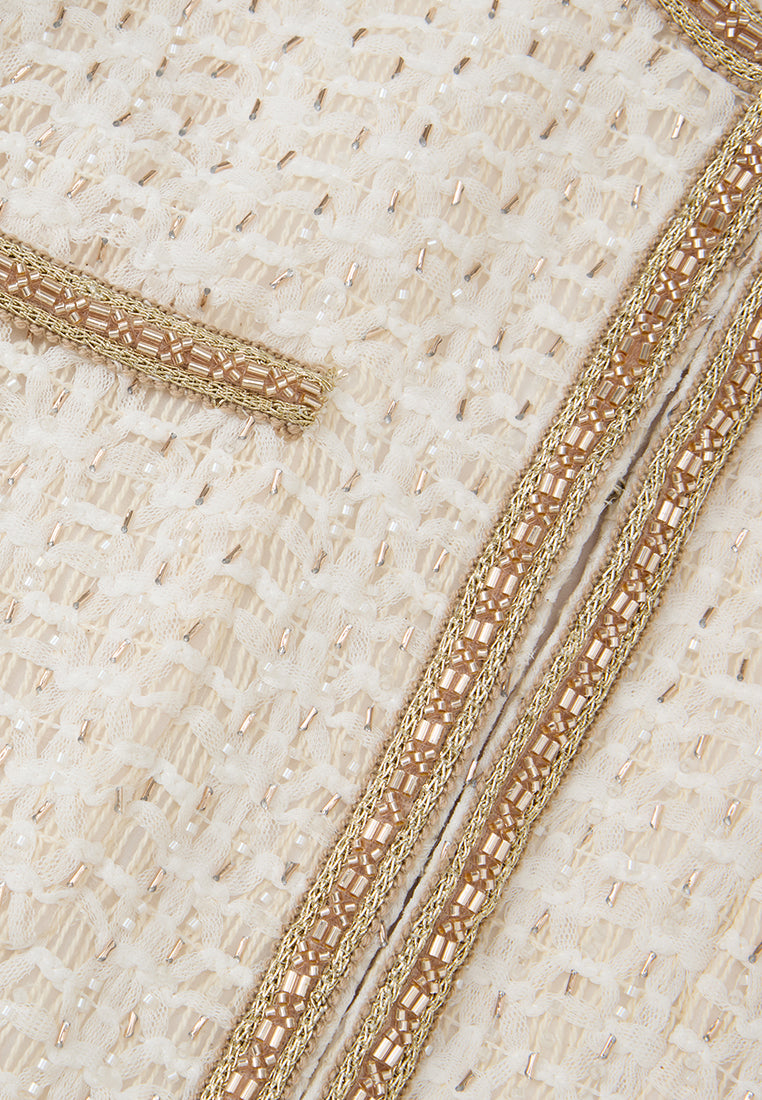 Contrasting-trim Beaded Jacket