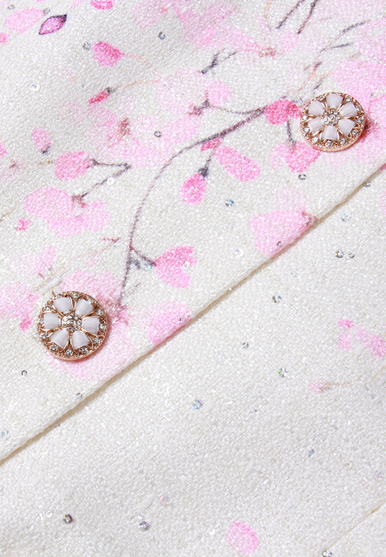 Flower Sequin Tweed Jacket