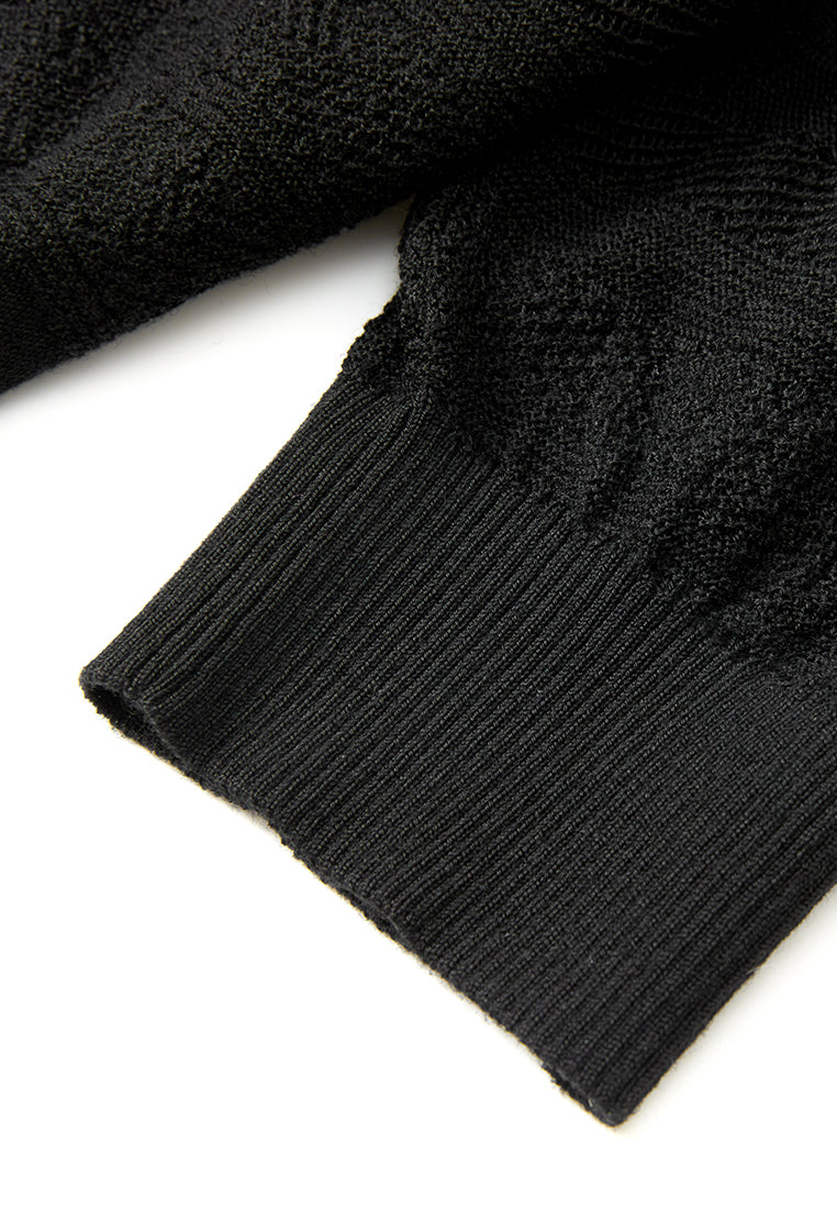 Knitted Stripped Ribbed-trim T-shirt