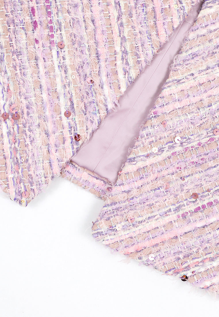Rose Tweed Chevron Bijou Coat