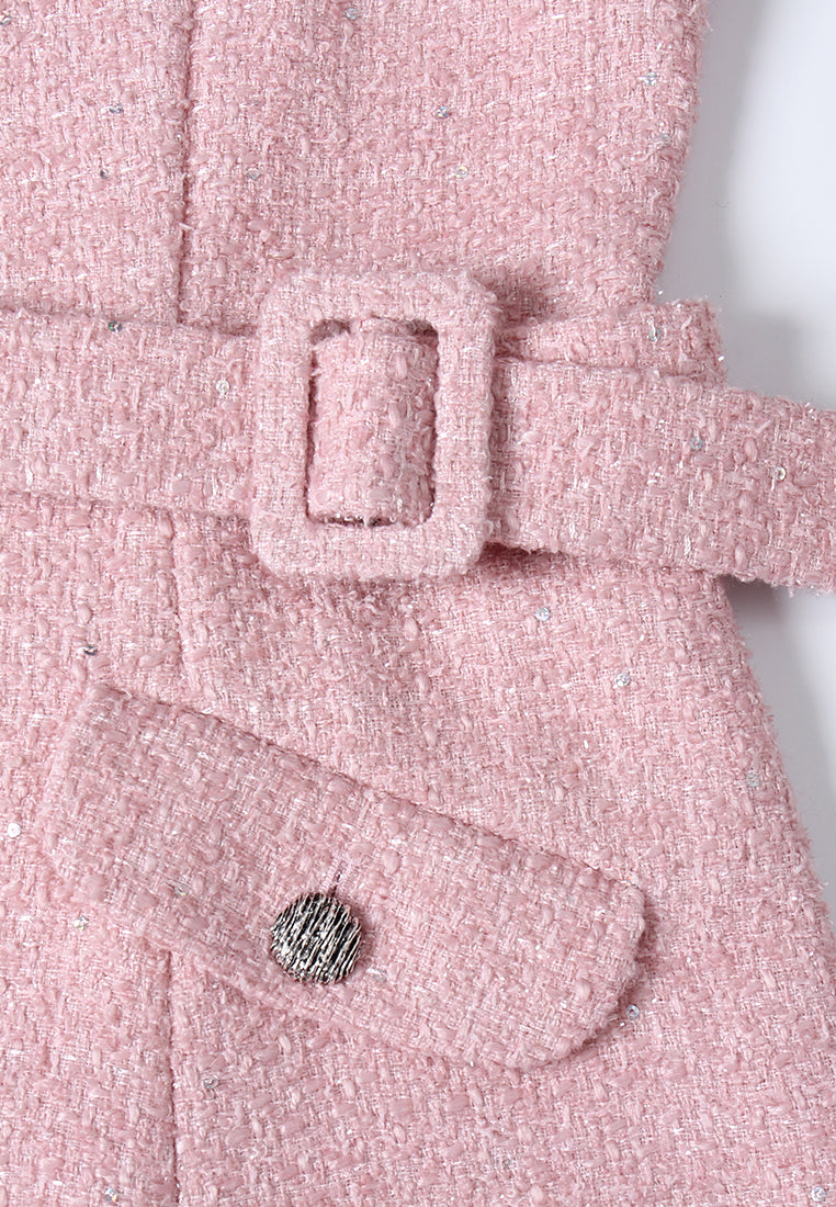 Éclat Bijou Belted Tweed Dress