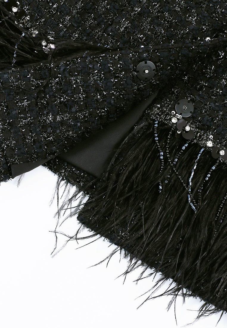 Noir Tweed Bijou Frange Jacket