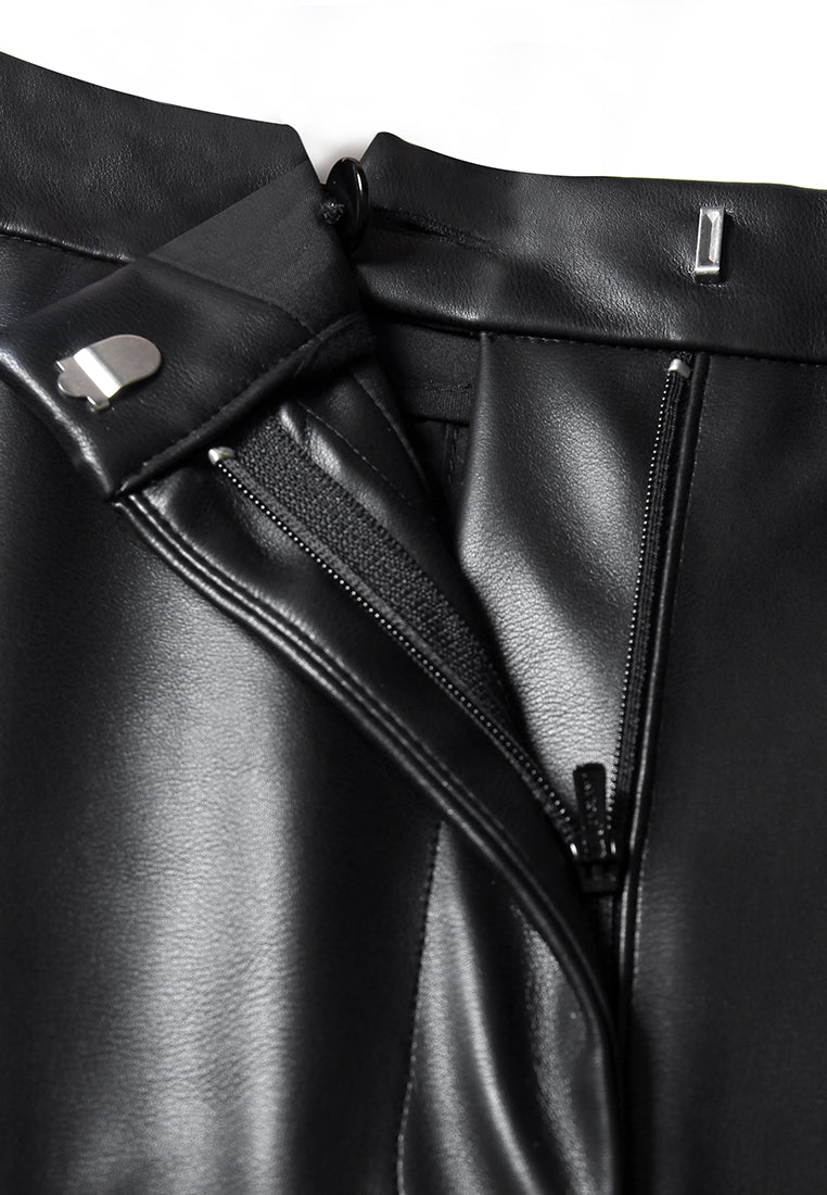 Noir Lustré Straight-Leg Pants