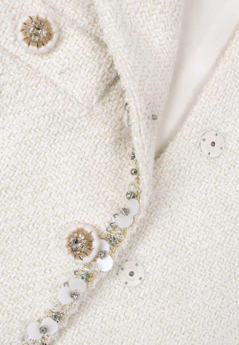 Crème Tweed Bijou Plume Jacket