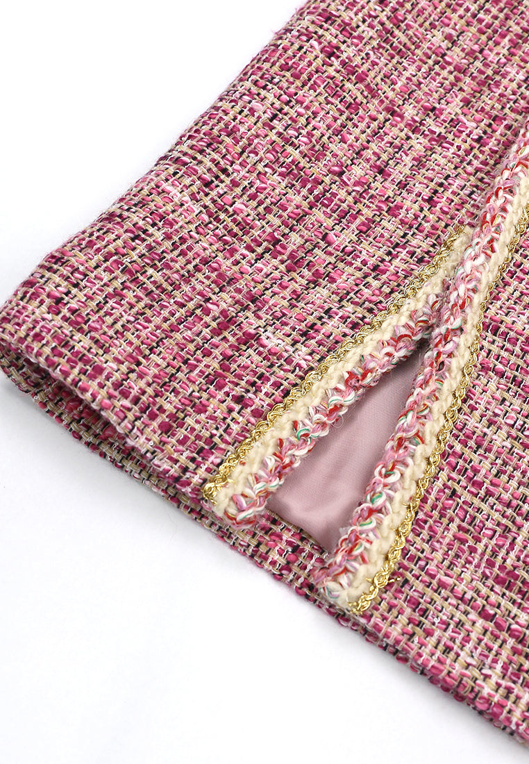 Rosé Jardin Floral Tweed Wrap Skirt