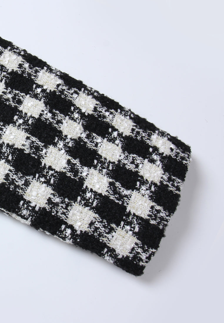 Houndstooth Zip-Front Tailored Coat