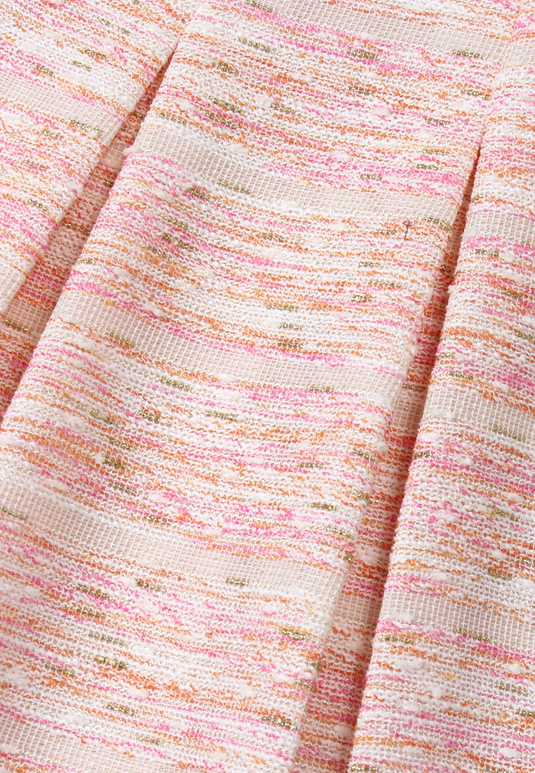 Baby Pink Weave Pleated Skirt