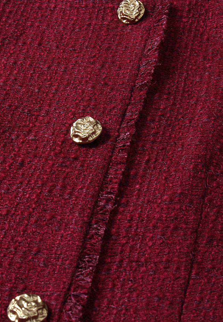 Bordeaux Bijou Tweed Coat