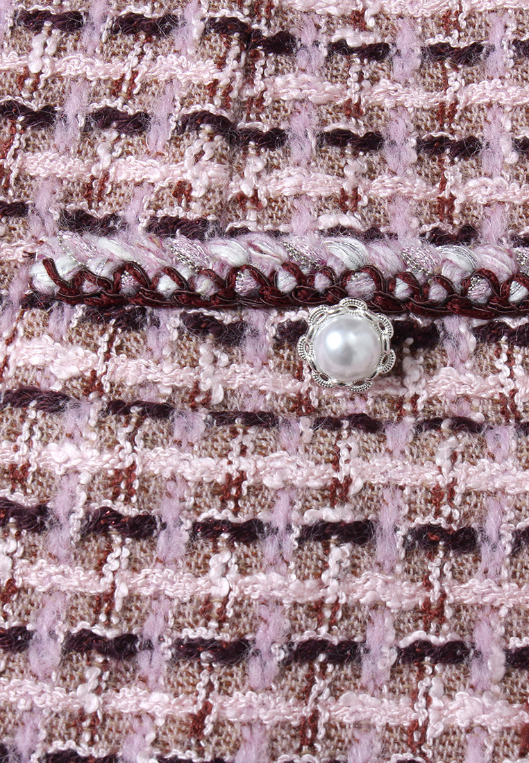 Rose Étoilé Robe en Tweed Carreaux