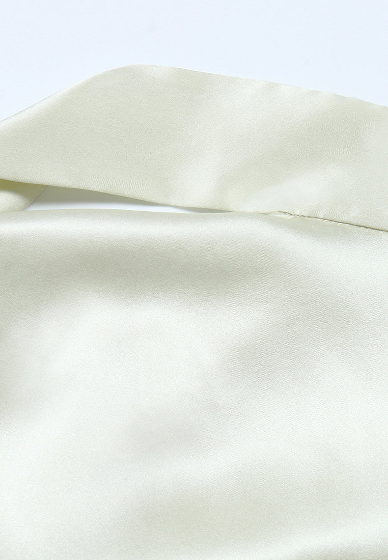 Ivory Draped Satin Blouse